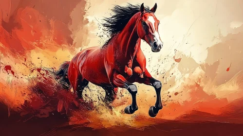 Powerful Horse Painting with Motion