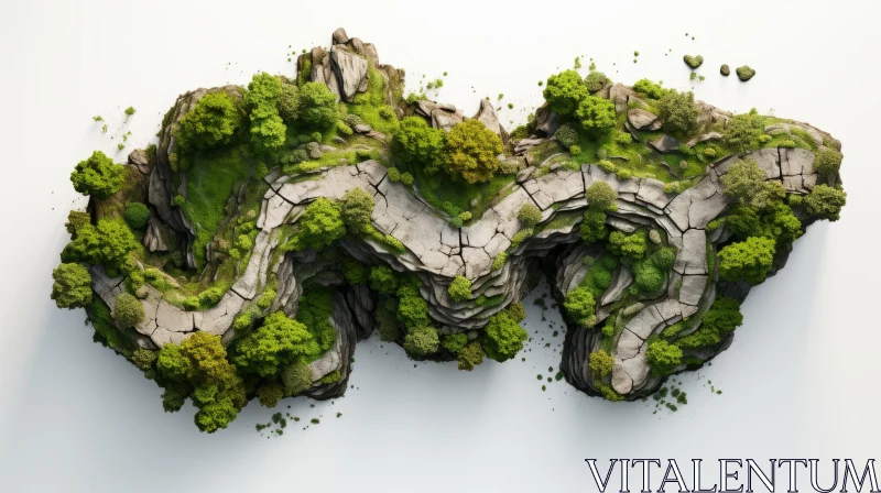 3D Kintsugi Styled Island Render with High Contrast AI Image