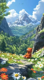 Mountain Bear in Flower Field