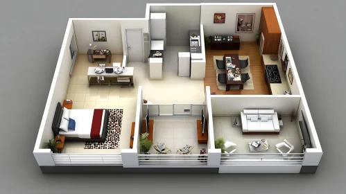 Detailed Apartment Interior Layout Visualization