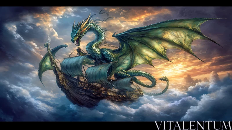 AI ART Dragon on a Ship