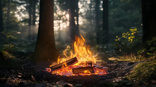 Serene Forest Campfire