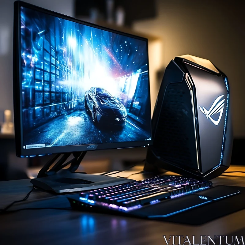 Futuristic Gaming PC with RGB Lighting AI Image