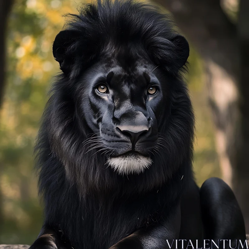 Majestic Black Lion AI Image