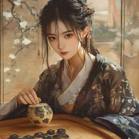 Serene Portrait of Woman in Traditional Attire