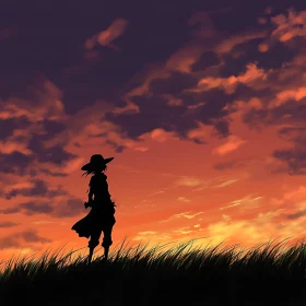 Person Silhouette at Sunset