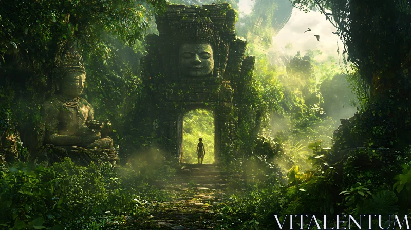 Lost Temple in the Greenery AI Image