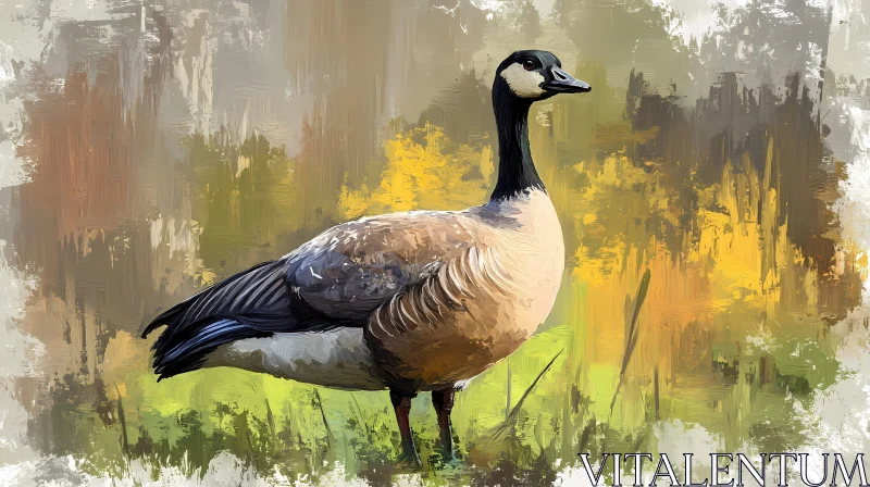 Goose in Nature Painting AI Image