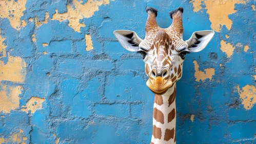 Giraffe and Textured Wall