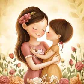 Illustration of Mother and Child Love