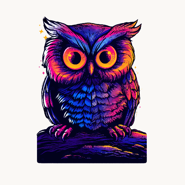 POD Design Colorful Nocturnal Owl Art