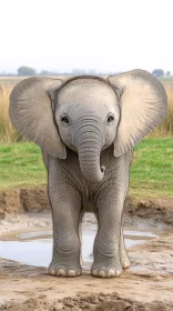 Adorable Young Elephant in Nature