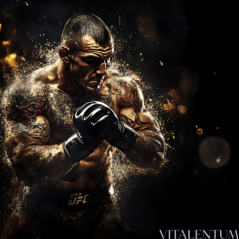 Tattooed Boxer with Gloves AI Image