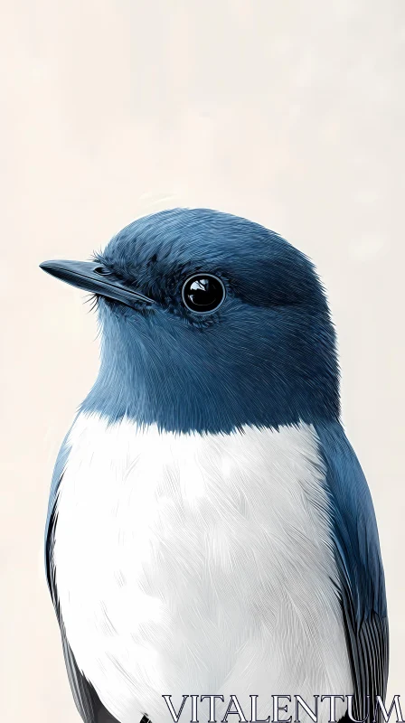 Blue and White Bird Artistic Portrait AI Image