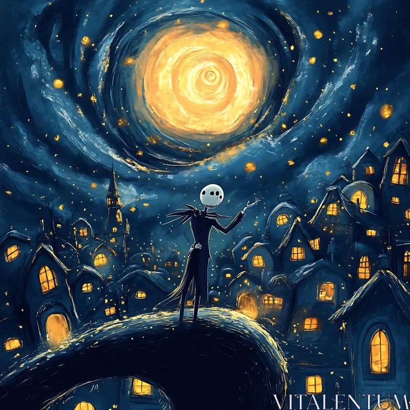 AI ART Whimsical Halloween Town Art Illustration