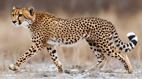 Cheetah Strolling in Wild Habitat