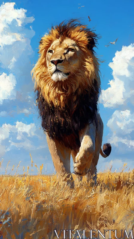 Regal Lion in the Wild AI Image