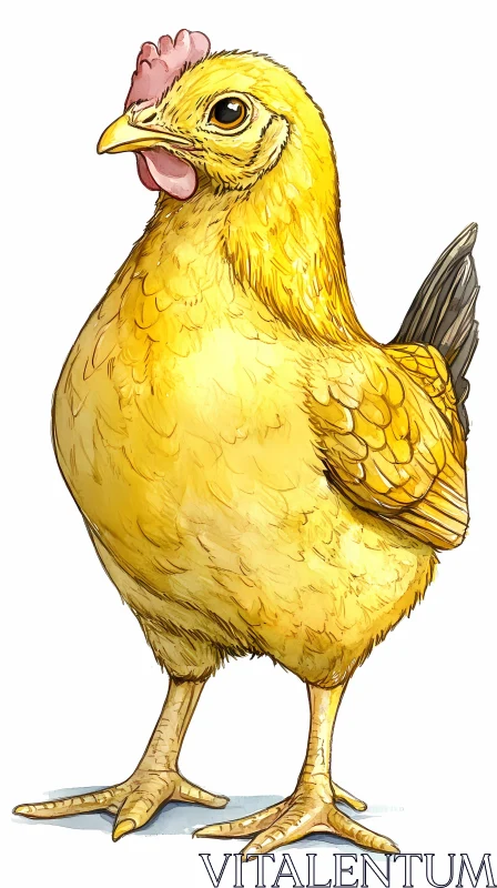 AI ART Whimsical Yellow Chicken Rendering