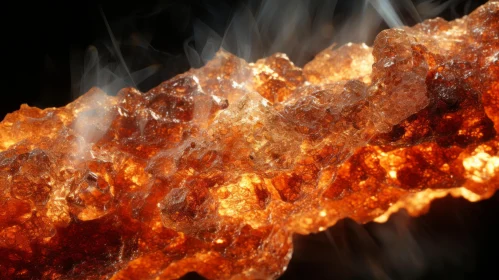 Amber Toned Burning Rock Illustration - Abstract Art