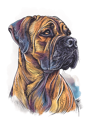 POD Design Boerboel Portrait - South African Mastiff in Digital Art