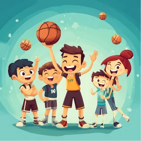 Cartoon Children's Basketball Fun