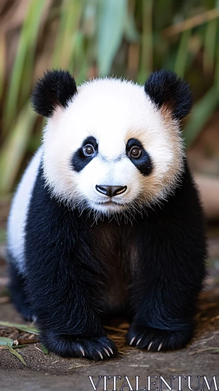 Endearing Panda Amongst Foliage AI Image