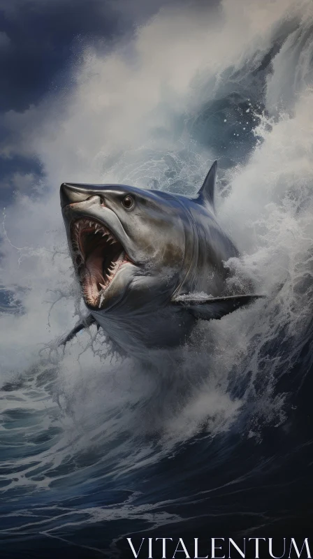 Captivating Shark Illustration: A Powerful Encounter with Nature AI Image