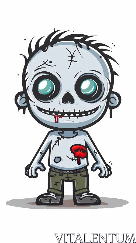 AI ART Cartoon Zombie in Realistic Style - Suitable for Halloween
