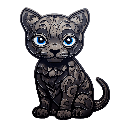 POD Design Charming Cartoon Black Cat with Blue Eyes - Perfect for T-Shirt Design