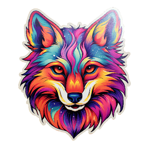 Colorful Cartoon Fox Face for T-Shirt Printing