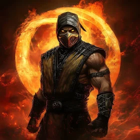Armored Fighter with Glowing Eyes