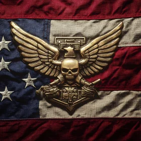 Golden Skull on US Flag