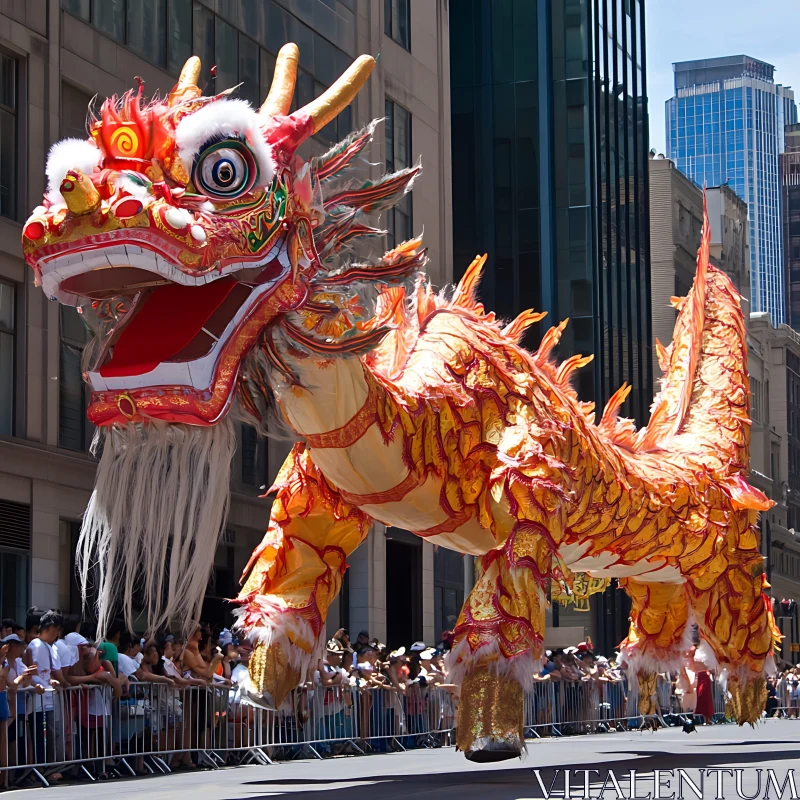 Festive Dragon Dance in the City AI Image