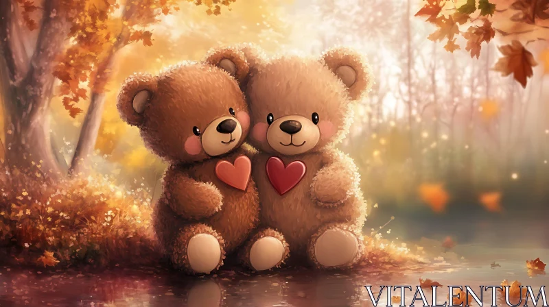 AI ART Heartfelt Teddy Bear Embrace Fall