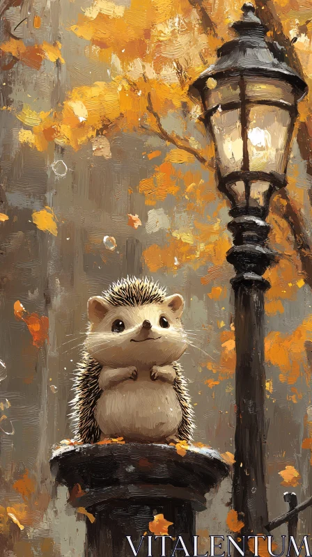 Autumn Hedgehog Portrait AI Image