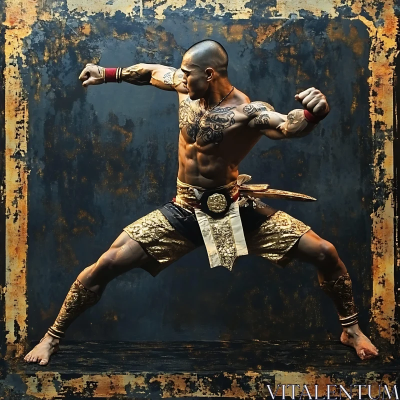 AI ART Tattooed Fighter Ready for Battle