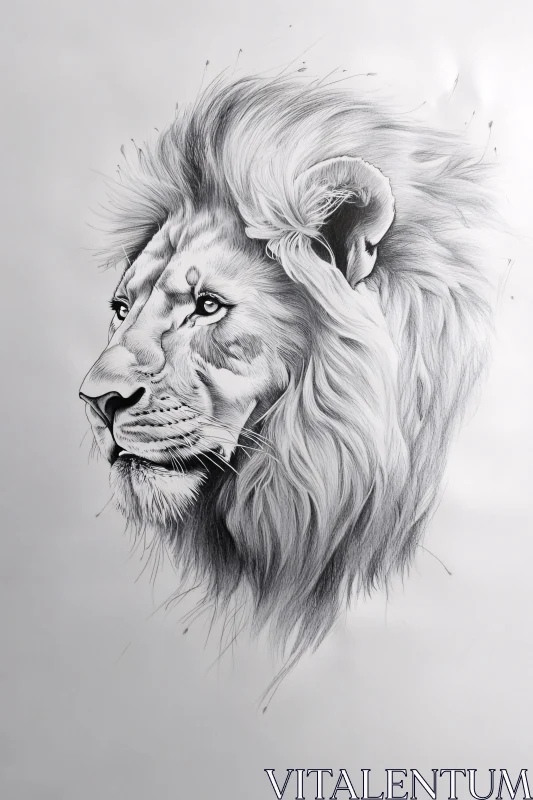 AI ART Monochrome Lion Artwork