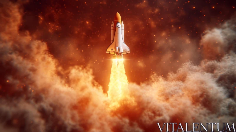 Fiery Space Shuttle: A Captivating Photorealistic Artwork AI Image