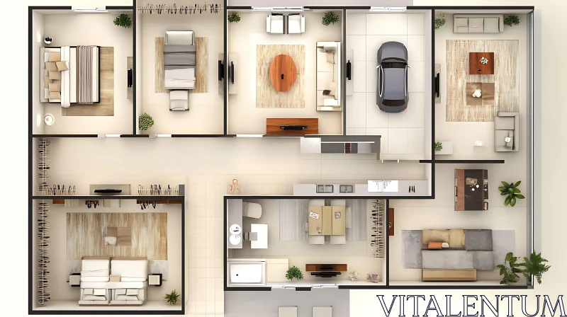 Architectural Floor Plan with Interior Design AI Image