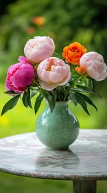 Vibrant Peonies Arrangement on Table