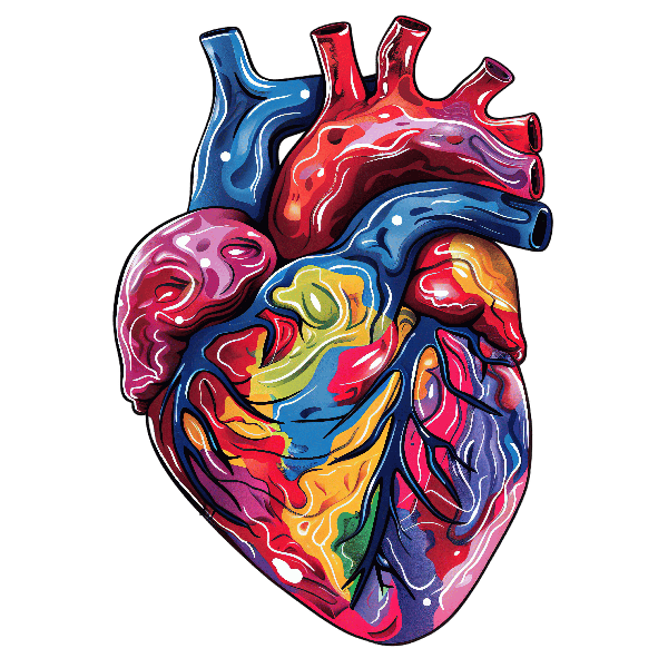 Vivid Heart Art for Apparel POD Design