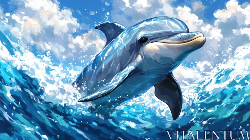 Dolphin Leaping in the Sea AI Image