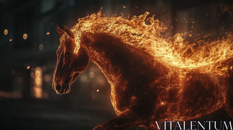 Inferno Horse Enveloped in Flames AI Image