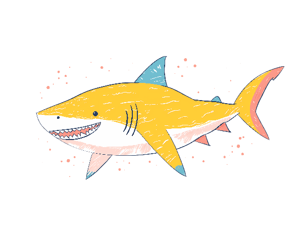 Vibrant Shark Illustration for Apparel POD Design