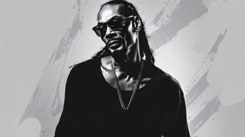 Snoop Dogg in Monochrome with Brushstroke Patterns