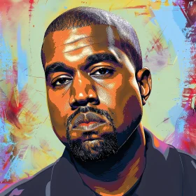 Vibrant Kanye West Art Portrait