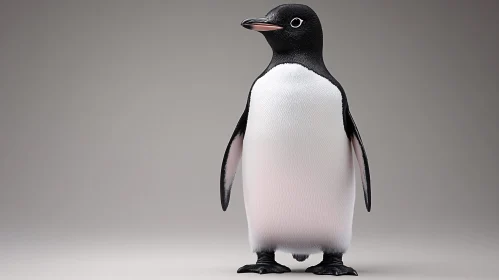 Penguin Standing on Neutral Background