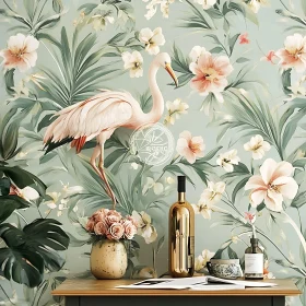 Sophisticated Interior with Flamingo and Florals