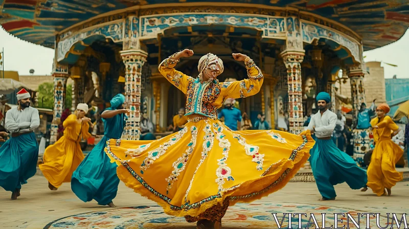 Indian Folk Dance in Motion AI Image