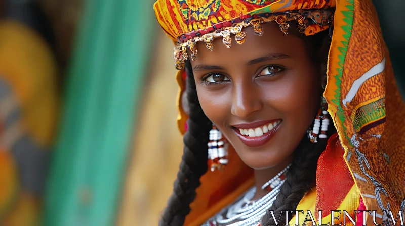 Portrait of a Woman in Ethnic Dress AI Image